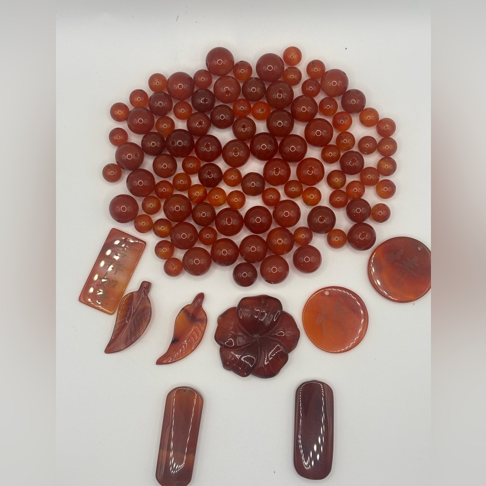 Carnelian Gemstone Bead Lot - Picture 3 of 3